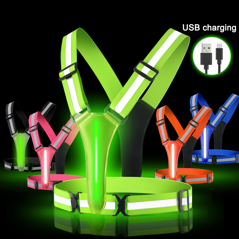 LED Running Vest USB Rechargea - Reflective Vest Cycling บทวิจารณ์และราคา