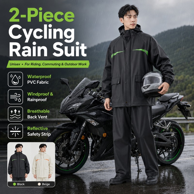 Unisex 2-Piece Waterproof Cycl - Cycling Rain Jacket Commute บทวิจารณ์และราคา