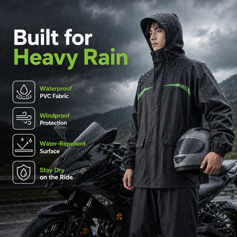 Unisex 2-Piece Waterproof Cycl - Cycling Commuter Rain Jacket บทวิจารณ์และราคา