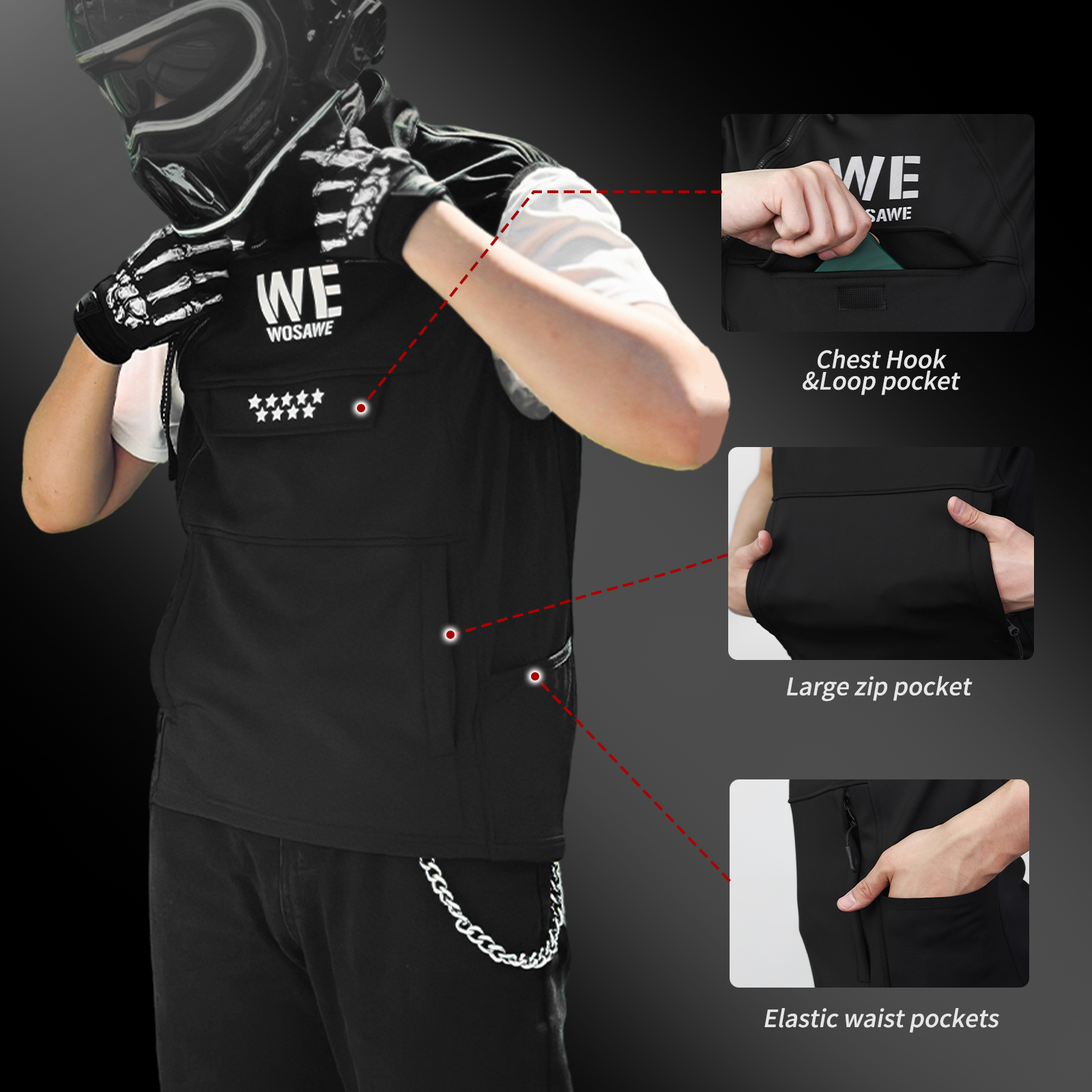 WOSAWE Winter Motorcycle Ridin - Reflective Vest Cycling บทวิจารณ์และราคา